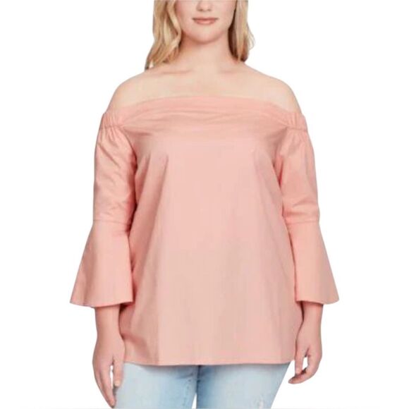Jessica Simpson Dusty Pink Pauline Off-The-Shoulder Cotton Blouse Large NWT - Picture 1 of 9